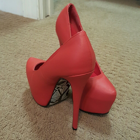 Red Leather Platform Heels