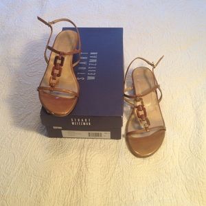 Stuart Weitzman tan wedge heel sandal