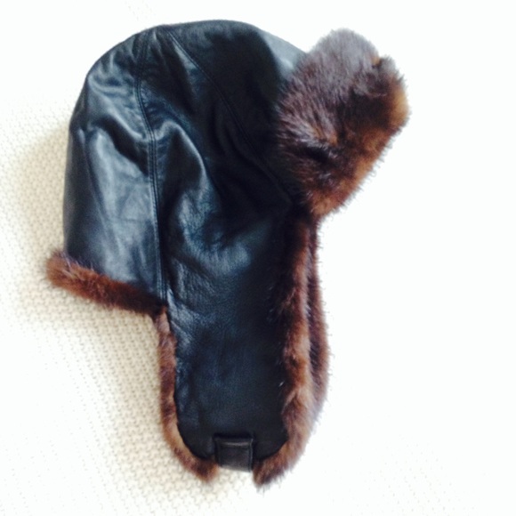 Mink and leather winter hat