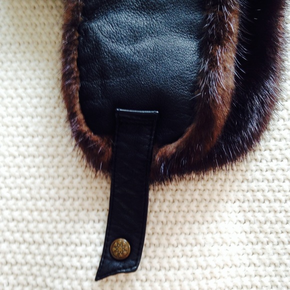 Mink and leather winter hat