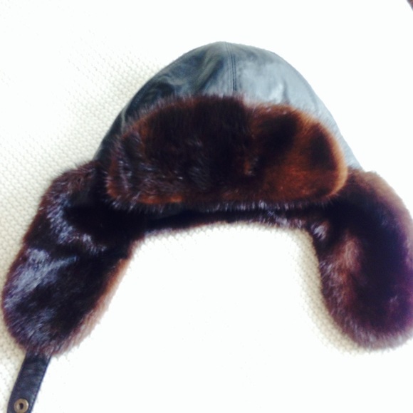 Mink and leather winter hat
