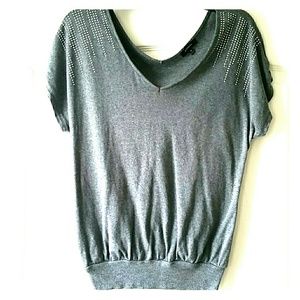 Express Gray bejeweled top
