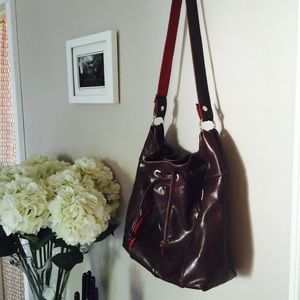 Crystalyn Kae Vegan Pleated Drawstring Messenger