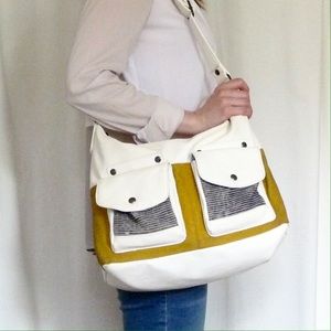 White and yellow nautical handbag