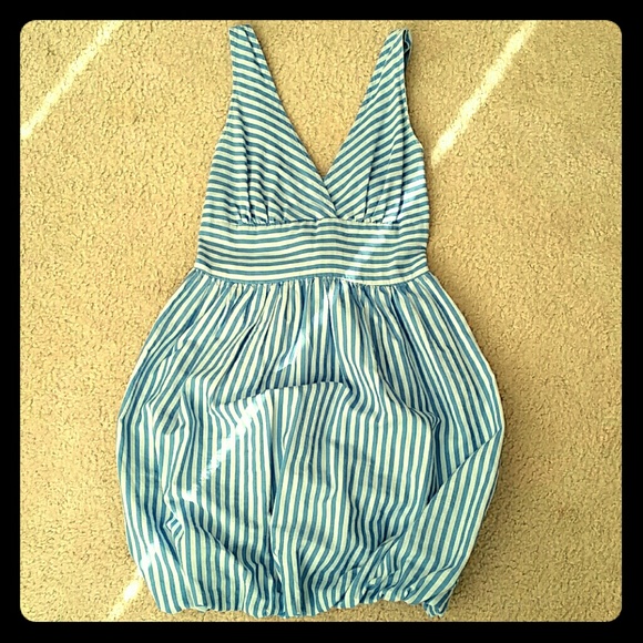 Adorable little blue & white striped dress