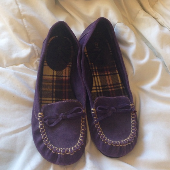 Purple Suede moccasins by Bakers