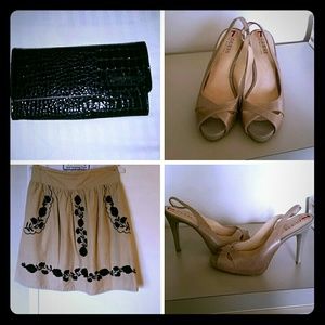 A bundle!!! Skirt,wallet, heels