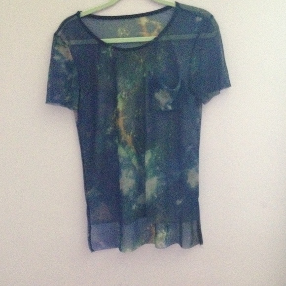 SALE Sheer netting galaxy shirt sleeve over shirt