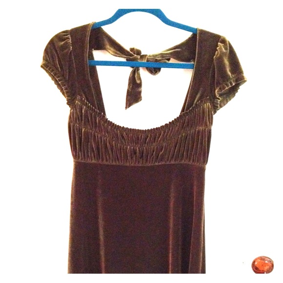 Free People olive green babydoll velvet dress