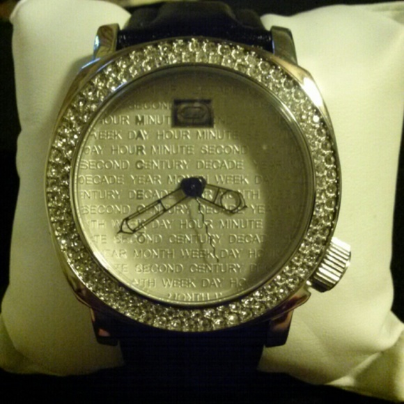 Men's Marc Ecko black genuine leather band watch
