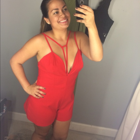 Red & elegant Double crossed romper