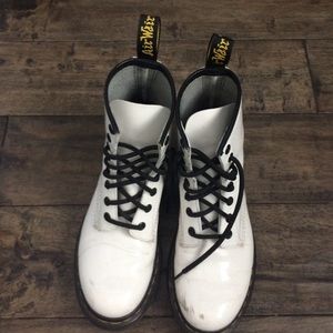 White patent leather doc martens
