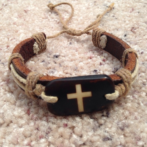 Leather bracelet with cross