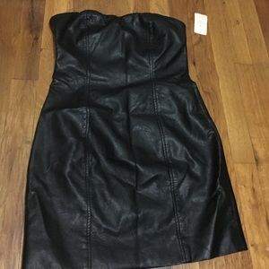 Tube black leather dress