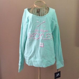 Teal women's young and reckless pullover.