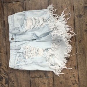 High waisted distressed shorts BRANDY