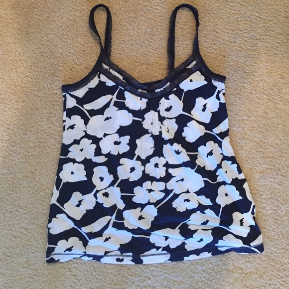 Navy & White Floral Hollister Tanktop