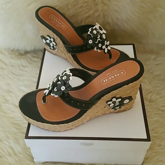 Coach Shoes - ✨ Coach✨ wedge heels. floral🌸 black & white🌸