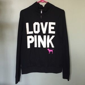 PINK Collared Zip Up Sweater