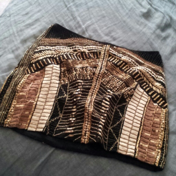 Beaded and sequined mini skirt