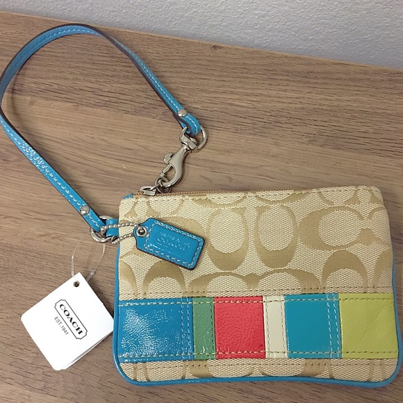 COACH Khaki/ Multicolor Wristlet | Purse | Clutch