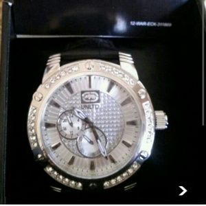 Marc Ecko men's black leather band Watch