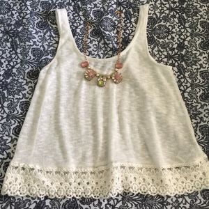 White Crochet Lace Tank Medium NEW