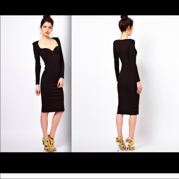 ASOS midi bodycon dress sz S w sweetheart neckline