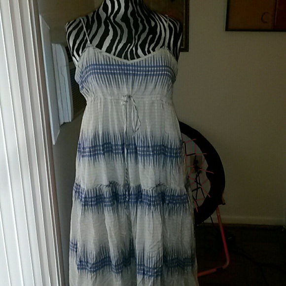 Blue and white maxi dress