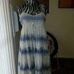 Blue and white maxi dress