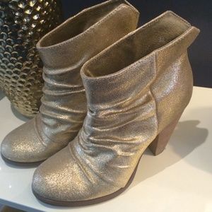 Seychelles Gold Ruched Statement Bootie