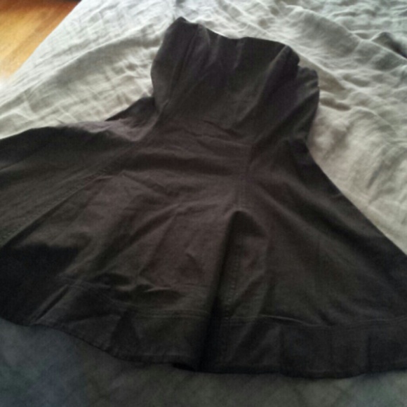 Strapless Black Linen mini cocktail dress.. fit an