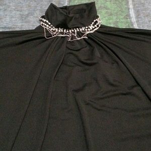 Jeweled neck cold shoulder top