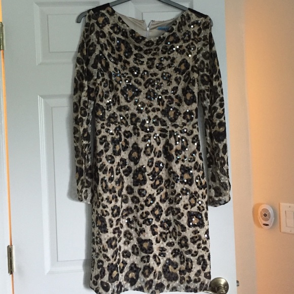 Antonio melani leopard print sequin dress size 6