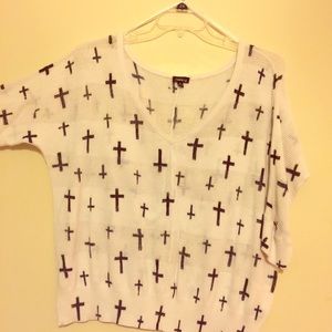 Torrid Top. White with black crosses.