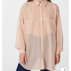 AA oversized chiffon button up