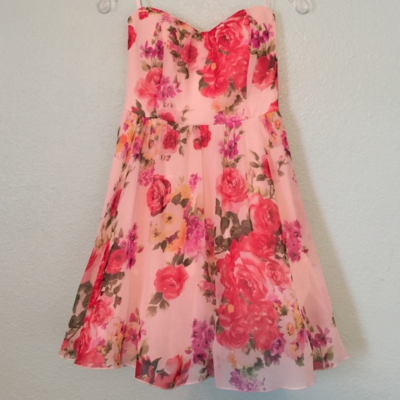 Floral Strapless Dress Small NEW