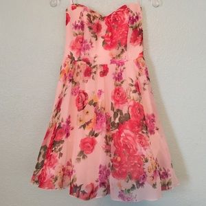 Floral Strapless Dress Small NEW