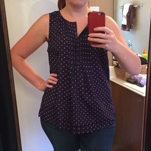 Navy and pink polka dot tank