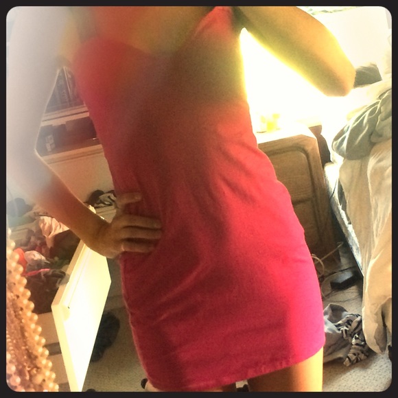 Hot pink Body con Dress with Caged Back