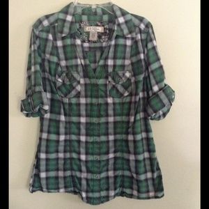 Green Plaid Top