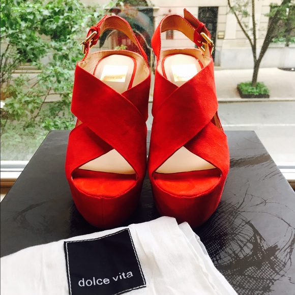 Dolce Vita Suede Slingback Wedge Platform Sandals - Picture 1 of 4