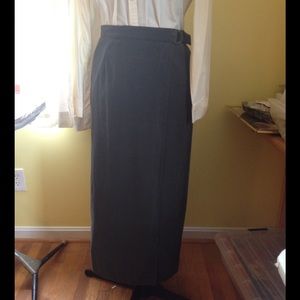 Olive Green Maxi-Length Wrap Skirt