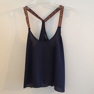 Love Culture Navy Top with Tribal Pattern Straps