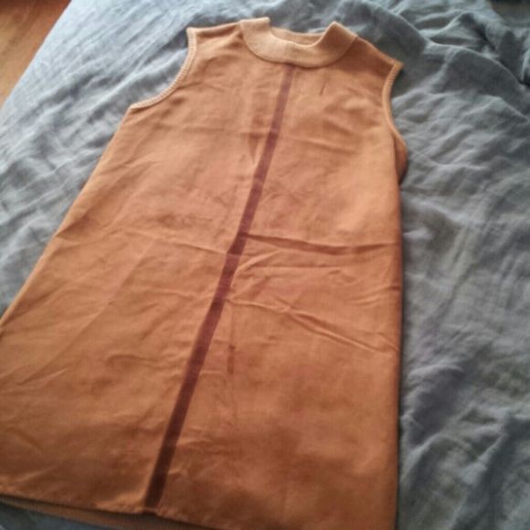 Light Suede & Sweater gogo dress in Brown and tan