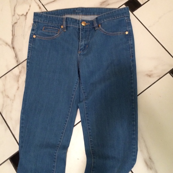 BCBG Max Azria straight leg unusual blue jeans 30