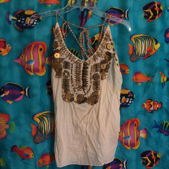 coin embellished tank