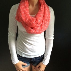 Bicycle print infinity scarf in peach
