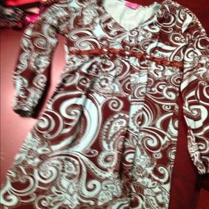 Brown and teal dress