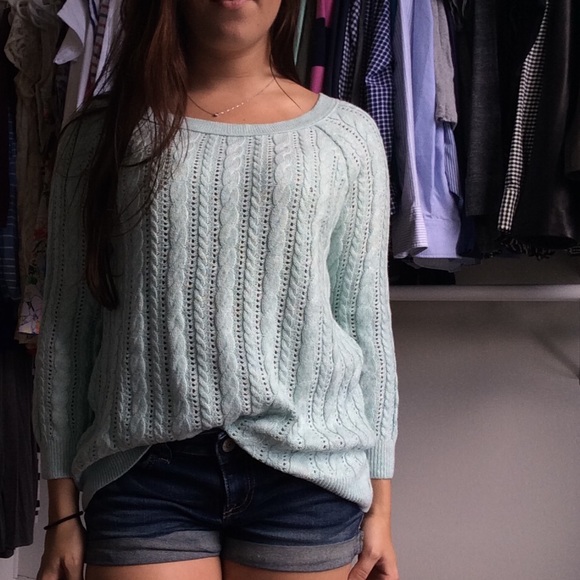 Mint Cable Knit Sweater